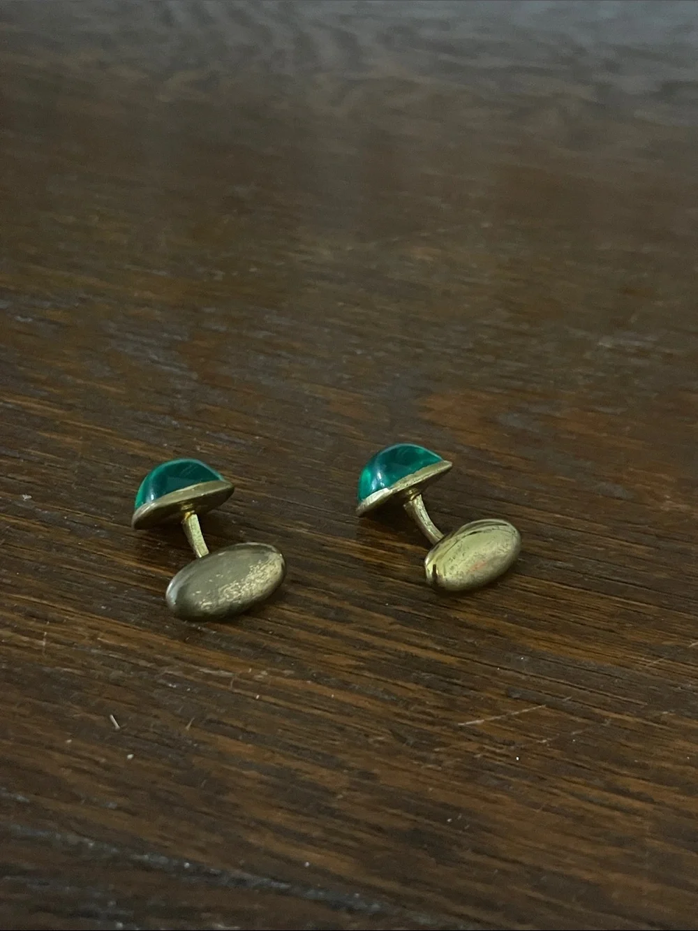 Emerald green mens cuff links vintage